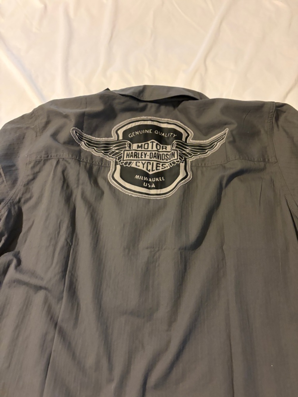 Harley-Davidson Men's Short Sleeve Button-Up Shirt - Charcoal - Picture 3 of 3